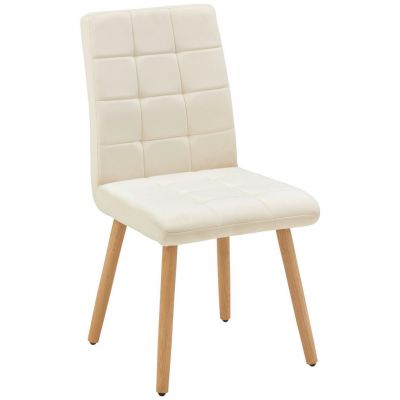 Scaun din lemn, textil, culoare lemn stejar, bej