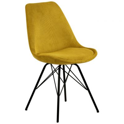 Scaun din metal, textil, galben, negru