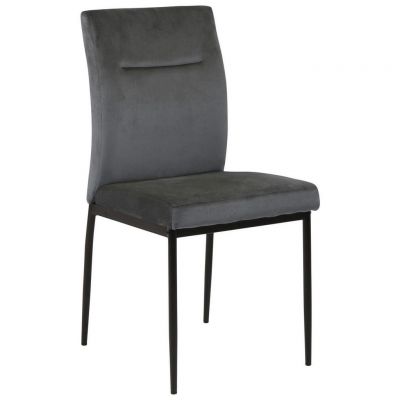 Scaun din metal, textil, negru, gri închis