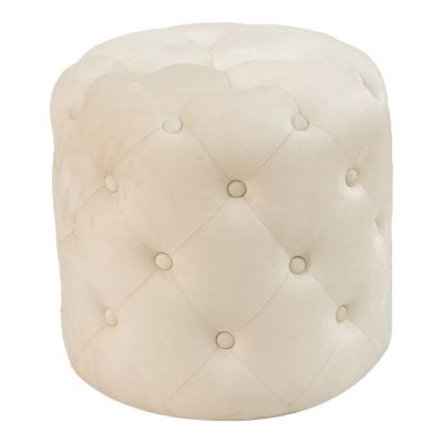 Scaun puf Seval crem catifea, D49x47 cm