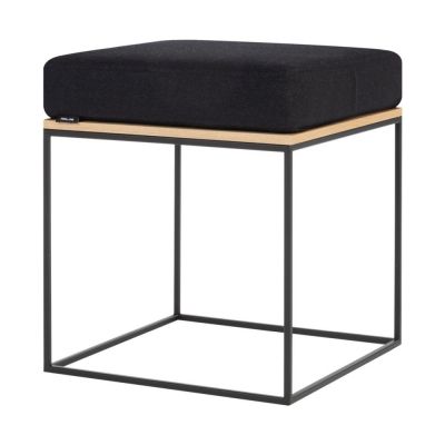 Scaun tip taburet negru tapițat Feo – noo.ma