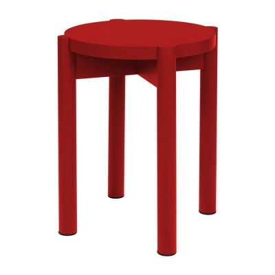 Scaun tip taburet roșu din lemn de fag Hopp – noo.ma