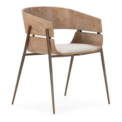 Set de scaune de sufragerie în culoare naturală cu cotiere 2 buc. tapițat Naia – MOME