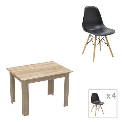Set dining Manka-Julita, 5 piese, Sonoma-Negru, 110x80x77 cm