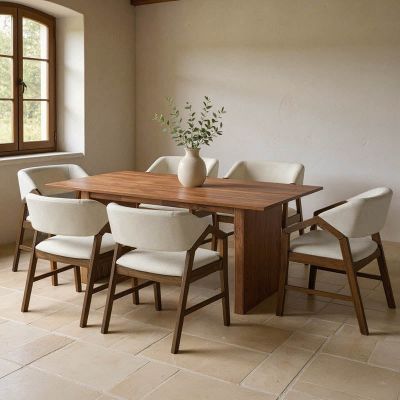 Set Masa de dining Eleganza-Livia 7 piese, nuc, 180x99x76 cm