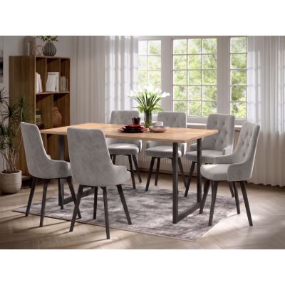 Set Masa Olive + 6 Scaune Talin Gri