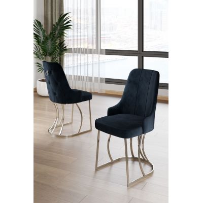 Set scaune 4 piese, Hanah Home, Puva, Antracit / Crom