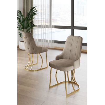 Set scaune 4 piese, Hanah Home, Puva, Cappuccino / Aur