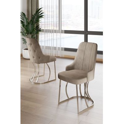 Set scaune 4 piese, Hanah Home, Puva, Cappuccino / Chrome