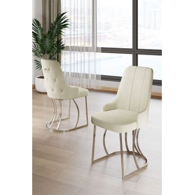 Set scaune 4 piese, Hanah Home, Puva, Crem / Crom