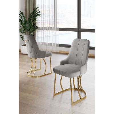 Set scaune 4 piese, Hanah Home, Puva, Gri / Auriu