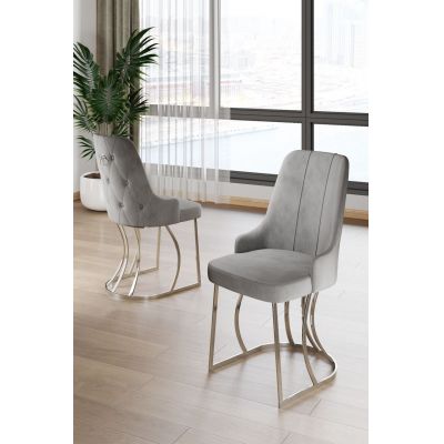 Set scaune 4 piese, Hanah Home, Puva, Gri/Crom