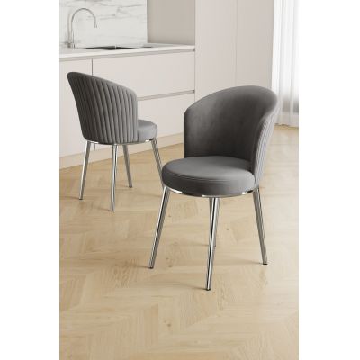 Set scaune 4 piese, Hanah Home, Risa, Gri/Crom