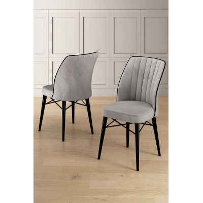 Set scaune 6 piese, Hanah Home, Nuna, Gri/Negru