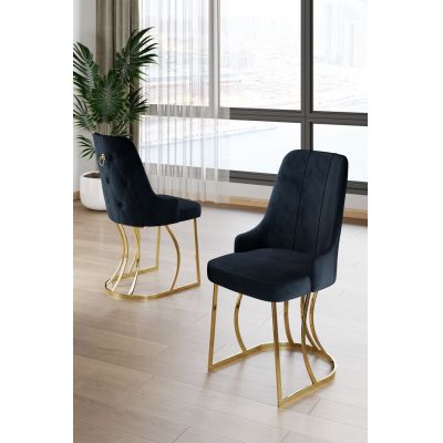 Set scaune 6 piese, Hanah Home, Puva, Antracit / Aur