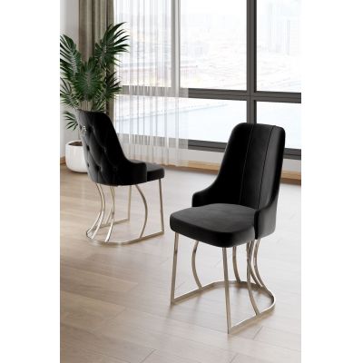 Set scaune 6 piese, Hanah Home, Puva, Negru / Crom