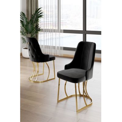 Set scaune 6 piese, Hanah Home, Puva, Negru