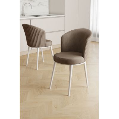 Set scaune 6 piese, Hanah Home, Risa, Cappuccino / Alb