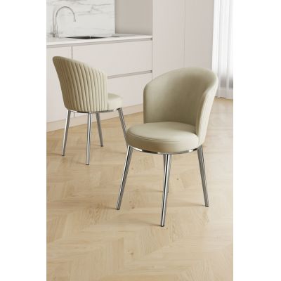 Set scaune 6 piese, Hanah Home, Risa, Crem / Crom