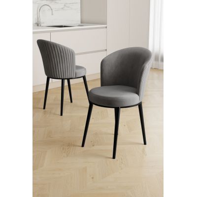 Set scaune 6 piese, Hanah Home, Risa, Gri/Negru