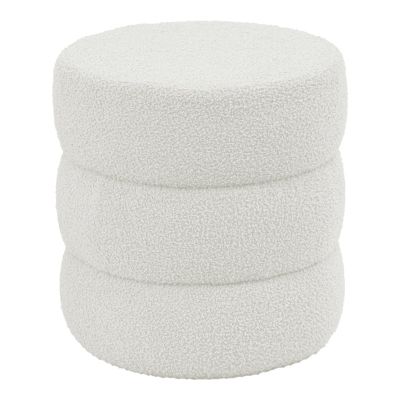 Taburet Kioto teddy, Maro - Alb, 40x40 cm