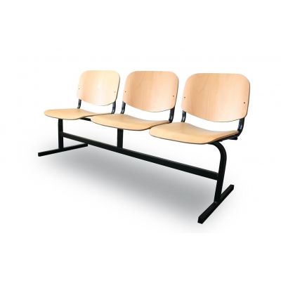 Banca astepare 3 locuri cadru metalic sezut si spatar lemn