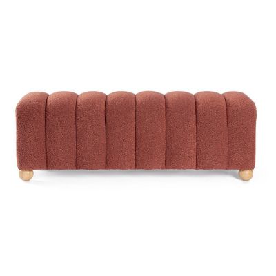 Bancă teracotă capitonată cu tapițerie din țesătură bouclé Zora – Bizzotto