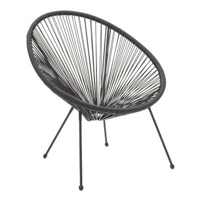 Fotoliu Acapulco cu structură metalică și aspect rattan, Metal și Rattan, Negru, 68x74x84 cm