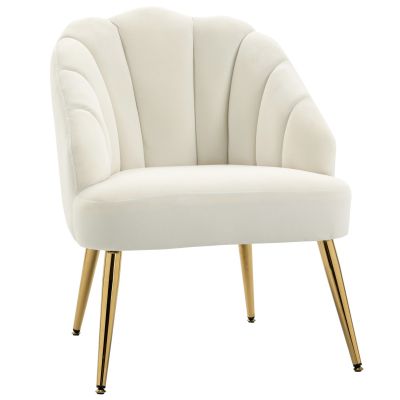 Fotoliu Catifea Crem - 63 65 84 cm, Spatar Tip Scoica Elegant