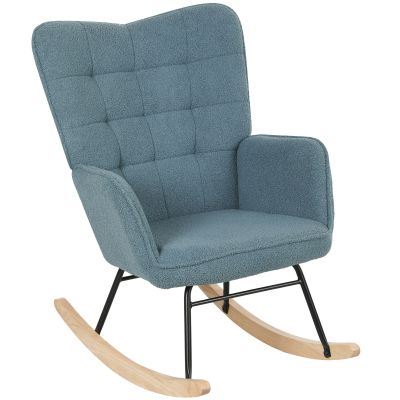 Fotoliu cu leagan, forma ergonomica, leagane din lemn solid, pana la 120 kg, Albastru deschis