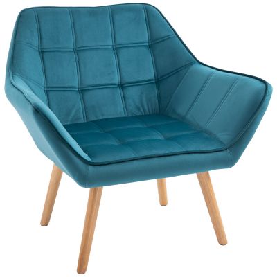 Fotoliu modern din catifea albastru, design de lux, confortabil, cu cadru metalic, ideal pentru living si dormitor