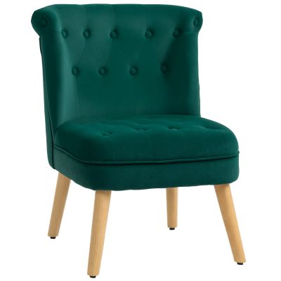 Fotoliu pentru Living din Catifea cu sezut Tapitat si Matlasat cu Nasturi, 60x66x79 cm, Verde