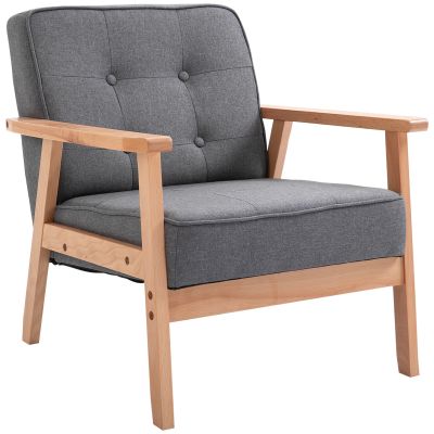 Fotoliu Vintage Stil Scandinav Moale si Confortabil Capitonat cu Butoni, 64,5x70x74 cm, Gri