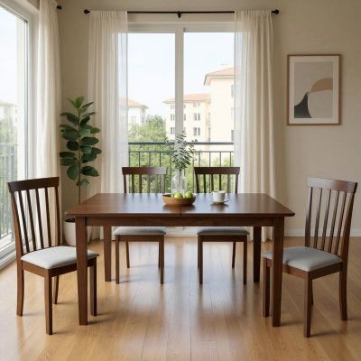 Masă de sufragerie extensibilă Mabor-Houston, Lemn, Nuc, 120-150x80x73, 8 cm