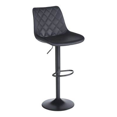 Scaun bar ajustabil Libra, Metal, Negru, 49x55x115 cm