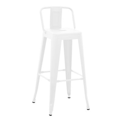 Scaun bar cu spătar Utopia, metal, alb mat, 42x42x97 cm