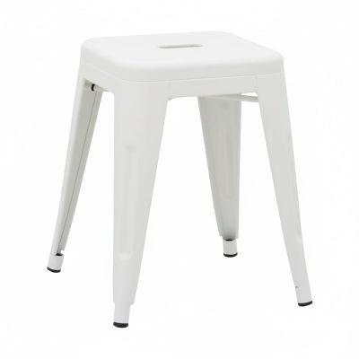 Scaun bar Utopia cu design simplu, Metal, Alb mat, 30x30x45 cm
