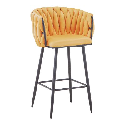 Scaun bar Vivian cu funcție de ședere, Catifea, galbenă negru, 57x50x100 cm