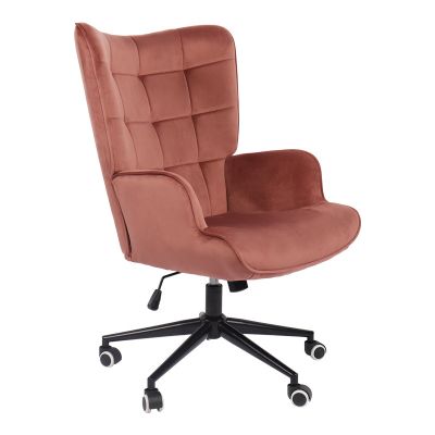 Scaun birou directorial rotativ Lobima, Catifea, Roz, 68x71x105-112 cm