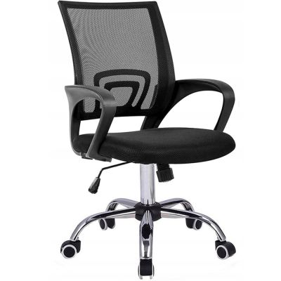 Scaun birou ergonomic cu spatar microplasa, suport lombar reglabil, rotativ 360, baza cromata role siliconate, max 120 kg, negru
