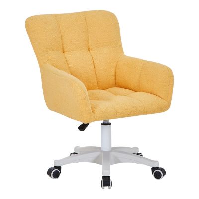 Scaun birou ergonomic Givole, bouclé, galben, 55x55x75-84 cm