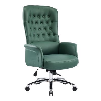 Scaun birou manager cu funcție ajustabilă Kaline, piele ecologică verde, 69x79x115-123cm