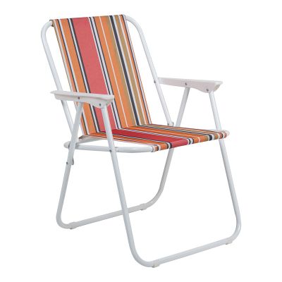 Scaun camping de plajă Jette, cu dungi roz alb, 53x56x73 cm