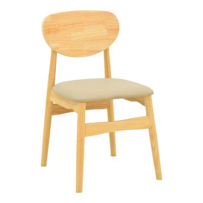 Scaun cu design contemporan Cardith, Lemn Rubberwood și Plywood, Bej, 48x51x78 cm