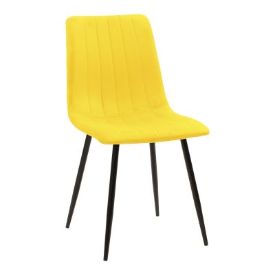 Scaun cu tapiterie din catifea galbena, Noor, Catifea și metal, 44x53x86 cm