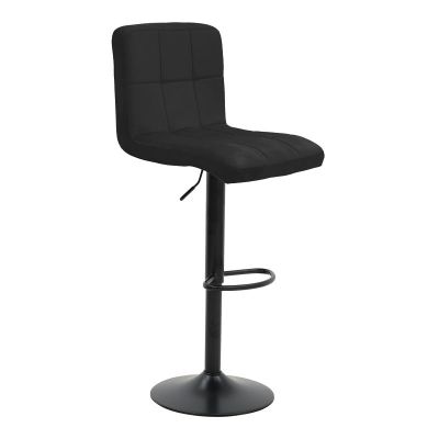 Scaun de bar ajustabil pe înaltime Remina, Catifea Neagra, Baza Neagra Mata, 44x44x112 cm