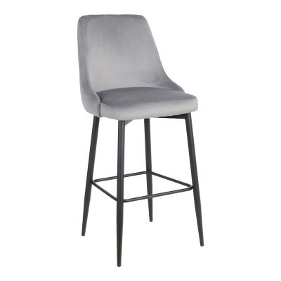 Scaun de bar cu functie eleganta Zedna, Catifea, gri, 52x57x111 cm