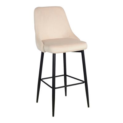 Scaun de bar cu functie Zedna, Catifea Bej, Picioare metal, Negru, 52x57x111 cm