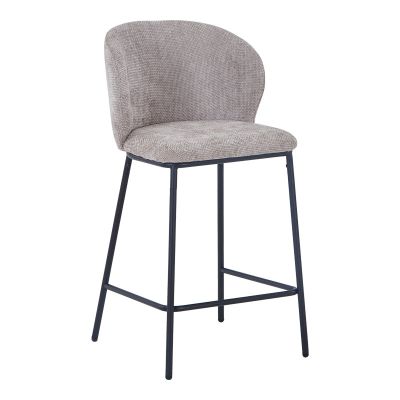 Scaun de bar cu tapițerie bej, Karg, Textil/Metal, 49x46x93 cm
