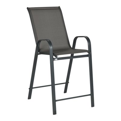 Scaun de bar mediu Calan, metal și textilenă, gri închis, 55x70x114 cm